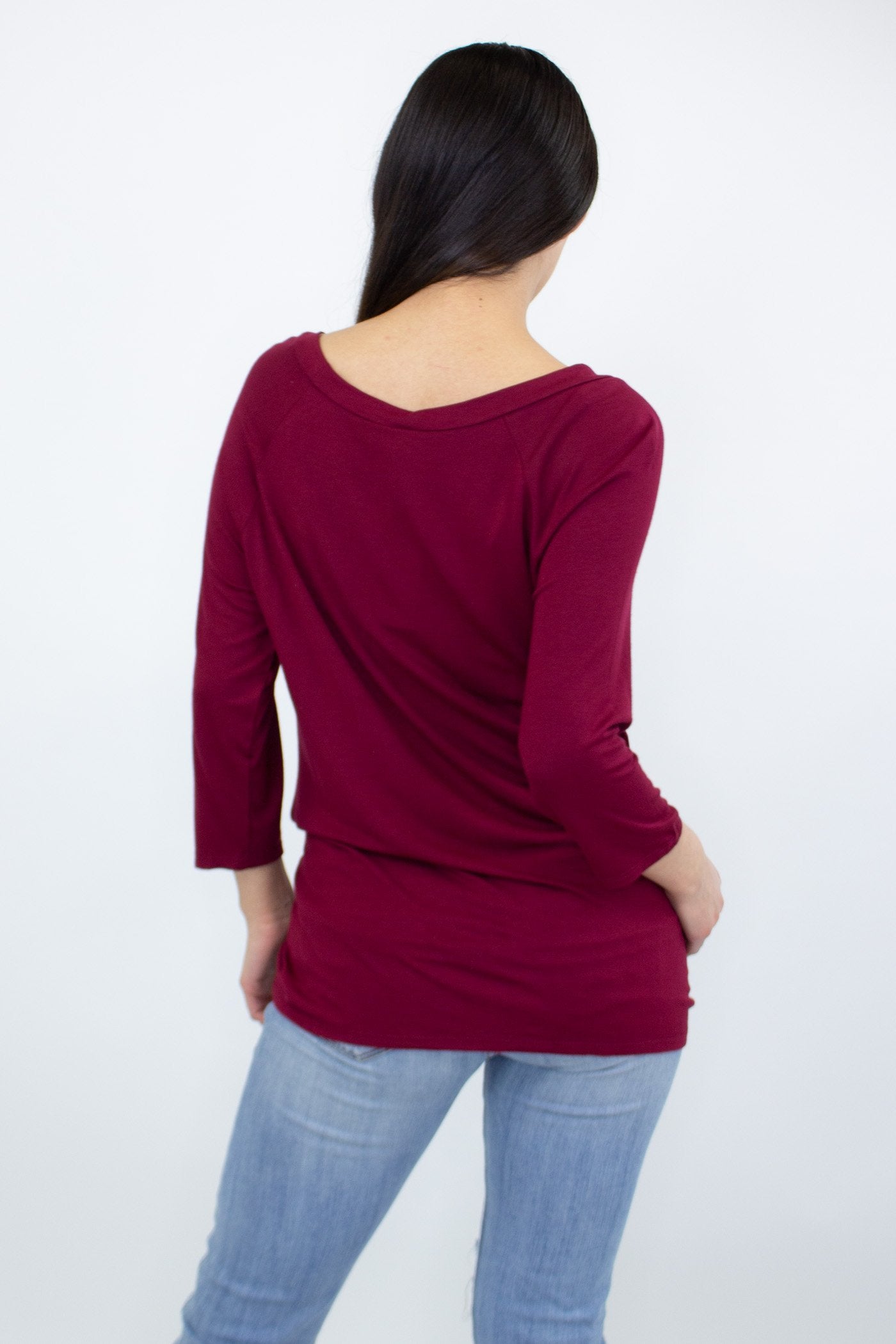 Twisted Front Comfortable Top - Wine